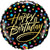 Qualatex Mylar & Foil Happy Birthday Gold Scripts Dots 18″ Balloon