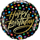 Happy Birthday Gold Scripts Dots 18″ Balloon