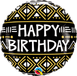 Qualatex Mylar & Foil Happy Birthday Mud Cloth Print 18″ Balloon