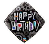 Qualatex Mylar & Foil Happy Birthday Robot Engineer Cogwheels 18″ Balloon