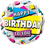 Qualatex Mylar & Foil Happy Birthday To You 90's Retro 18″ Balloon