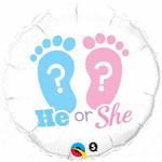 Qualatex Mylar & Foil He or She Footprints Gender Reveal 18″ Balloon