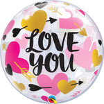 Qualatex Mylar & Foil Love You Hearts & Arrows Bubble 22″ Bubbles Balloon