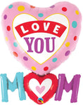 Qualatex Mylar & Foil Love You Mom Colorful Dots 33″ Balloon