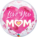 Qualatex Mylar & Foil Love You Mom Pink Bubble 22″ Balloon