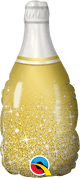 Mini botella de vino burbujeante dorada (requiere termosellado) Globo de 14″