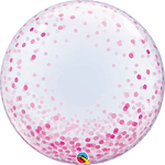 Qualatex Mylar & Foil Pink Confetti Dots 24″ Bubble Balloon