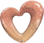 Qualatex Mylar & Foil Rose Gold Glitter Ombre Heart 42″ Balloon