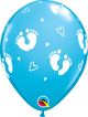 Robin's Egg Blue Baby Footprints & Hearts 11″ Latex Balloons (50)