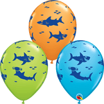 Tiburones Naranja, Verde y Azul 11″ Globos de Látex (50)