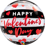 Qualatex Valentine's Day Black Stripes 22″ Bubble Balloon