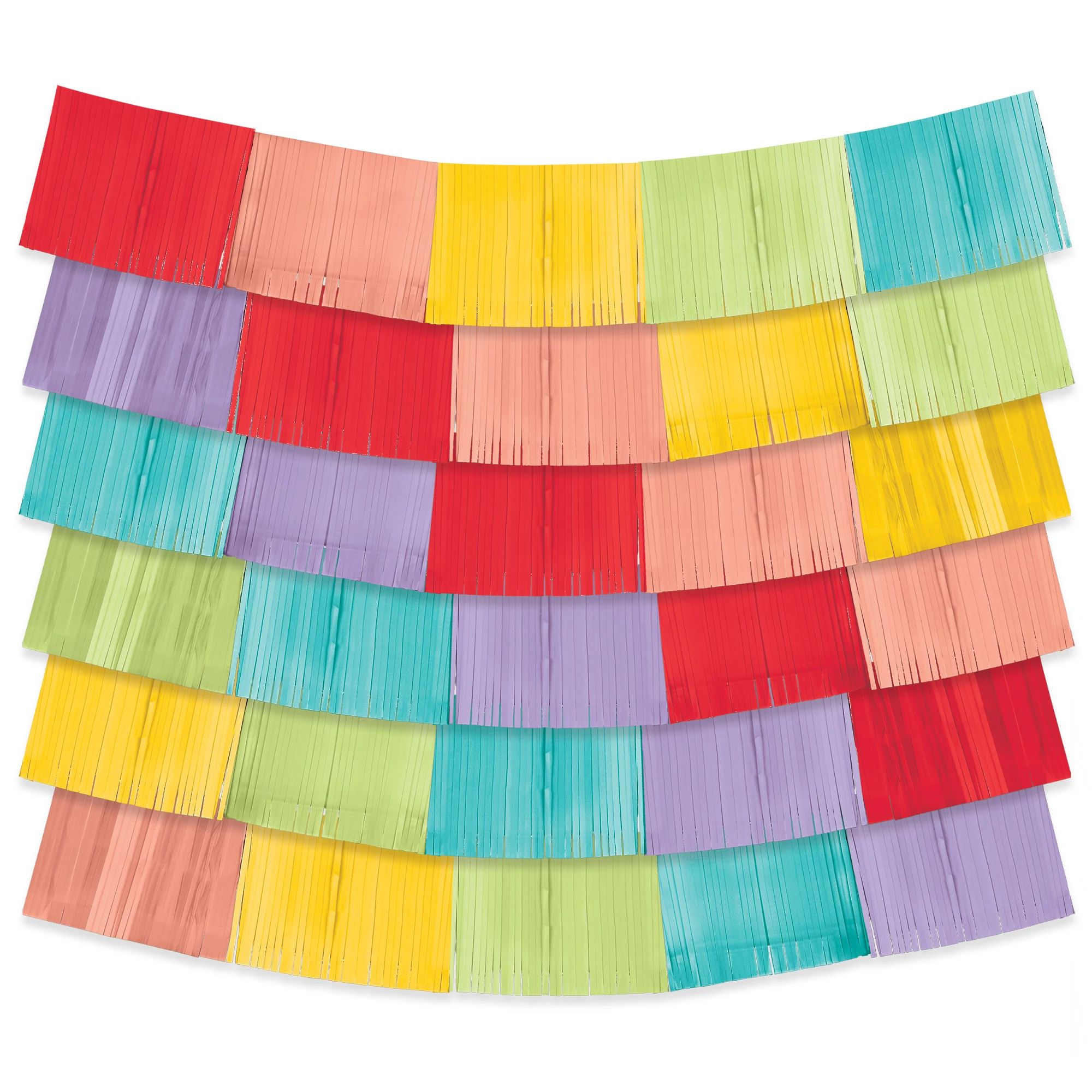Rainbow Party Plastic Fringe Backdrop | Plastic Streamers