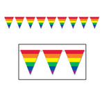 Rainbow Pennant Banner 11″ x 12′ by Beistle from Instaballoons