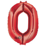 Red Number 0 34″ Foil Balloon by Anagram from Instaballoons