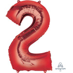 Red Number 2 34″ Foil Balloon by Anagram from Instaballoons