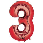 Red Number 3 34″ Foil Balloon by Anagram from Instaballoons
