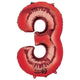 Red Number 3 34″ Balloon