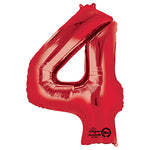 Red Number 4 34″ Foil Balloon by Anagram from Instaballoons