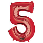 Red Number 5 34″ Foil Balloon by Anagram from Instaballoons