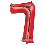 Red Number 7 34″ Foil Balloon by Anagram from Instaballoons