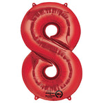Red Number 8 34″ Foil Balloon by Anagram from Instaballoons