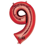 Red Number 9 34″ Foil Balloon by Anagram from Instaballoons