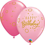 Rose and Pink Happy Birthday 11″ Latex Balloons by Qualatex from Instaballoons
