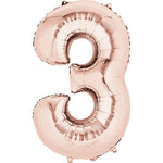 Rose Gold Number 3 34″ Foil Balloon by Anagram from Instaballoons