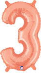 Rose Gold Number 3 Three 14″ Foil Balloon by Betallic from Instaballoons