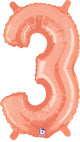 Rose Gold Number 3 Three 14″ Balloon