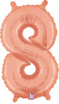 Rose Gold Number 8 Eight 14″ Foil Balloon by Betallic from Instaballoons