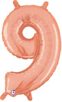 Rose Gold Number 9 Nine 14″ Foil Balloon by Betallic from Instaballoons