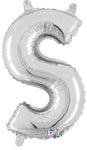 Silver Letter S 14″ Foil Balloon by Betallic from Instaballoons