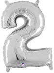 Silver Number 2 14″ Foil Balloon by Betallic from Instaballoons