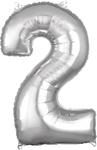 Silver Number 2 26″ Foil Balloon by Anagram from Instaballoons