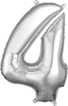 Silver Number 4 26″ Foil Balloon by Anagram from Instaballoons