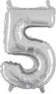 Silver Number 5 14″ Balloon