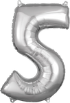 Silver Number 5 26″ Foil Balloon by Anagram from Instaballoons