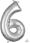 Silver Number 6 16″ Foil Balloon by Anagram from Instaballoons