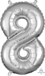 Silver Number 8 16″ Foil Balloon by Anagram from Instaballoons