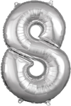 Silver Number 8 26″ Foil Balloon by Anagram from Instaballoons