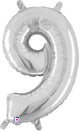 Silver Number 9 14″ Balloon