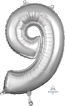 Silver Number 9 26″ Foil Balloon by Anagram from Instaballoons