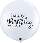 Simply Happy Birthday White 36″ Latex Balloons by Qualatex from Instaballoons