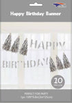 SoNice Happy Birthday Silver Tassel Banner