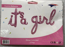 SoNice Its A Girl Pink Cursive Banner