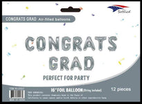 SoNice Mylar & Foil CONGRATS GRAD Silver Graduation Balloon Banner Kit 16″ Balloon