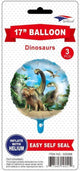 Dinosaur 17" Mylar Foil Balloons (3 count)