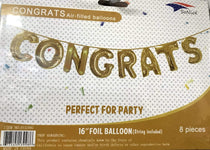 SoNice Mylar & Foil Gold CONGRATS 16" Balloon Banner Kit