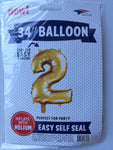 Gold Number 2 34″ Balloon